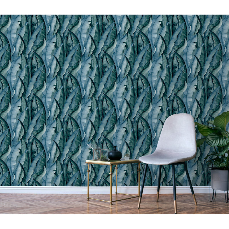 Abhia 10.05m x 53cm Textured Matte Wallpaper Roll, Turquoise