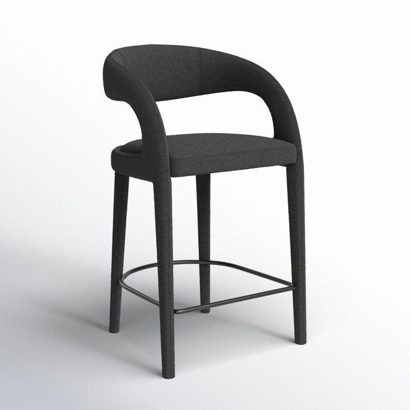 Hawkins Stool, Counter Stool (26.57" Seat Height), Fiqa Charcoal Boucle/Polyester
