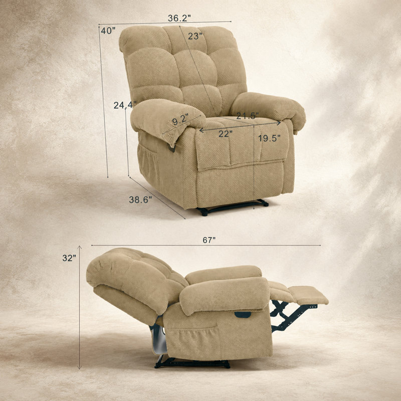 Fauteuil inclinable manuel avec repose-pieds rembourré, Chameau