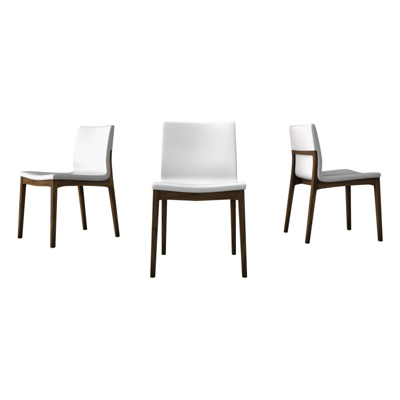 Enna Leather Dining Chair, White on Canaletto Walnut