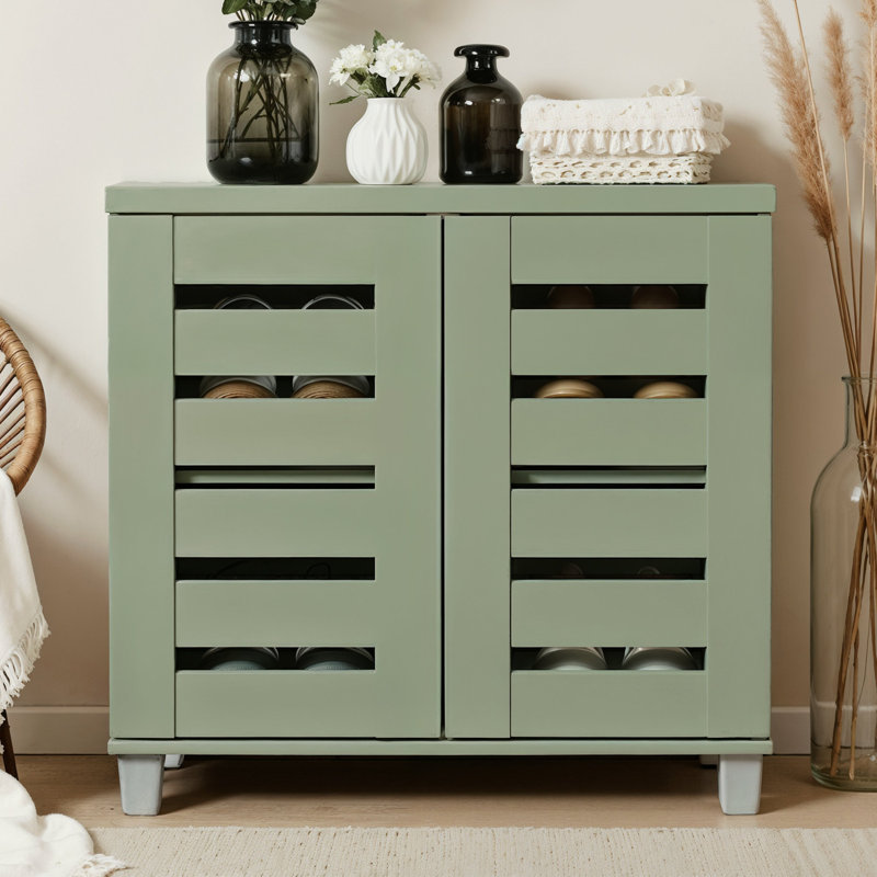 Armoire de rangement pour chaussures Millan, 12 paires, Vert sauge