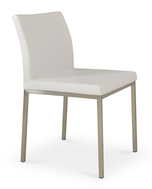 Chaise parsons Aria, Simili cuir - blanc
