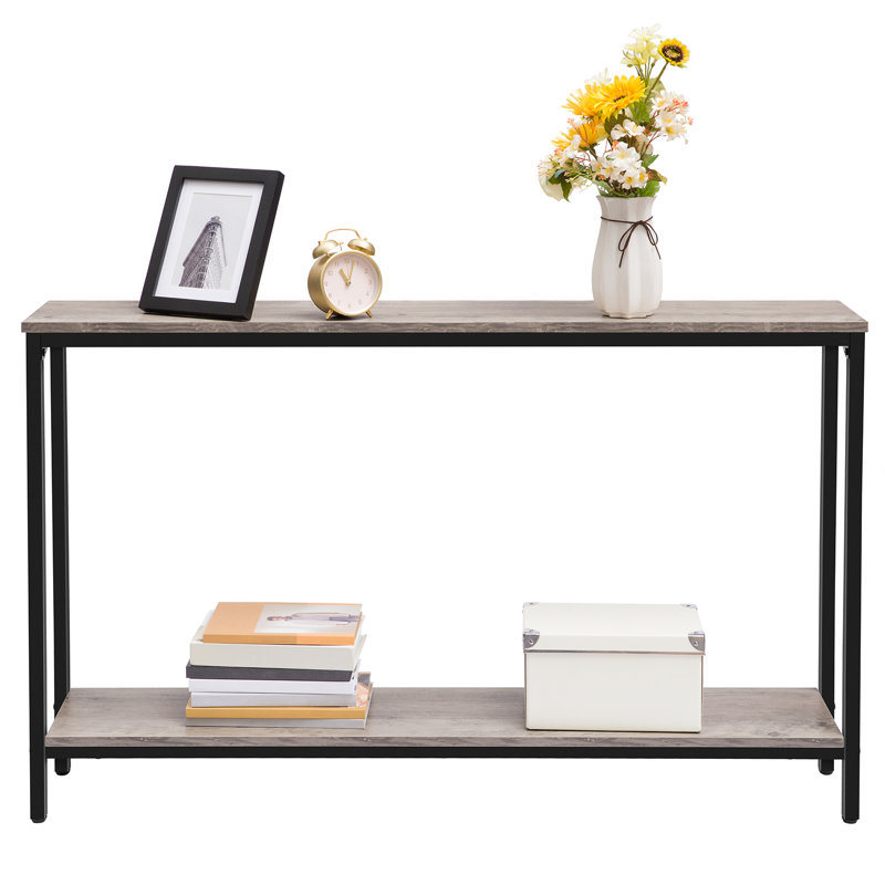 Kearria Console Table with Storage, Black, 29.5'' H x 47.2'' W x 7.9'' D, Greige