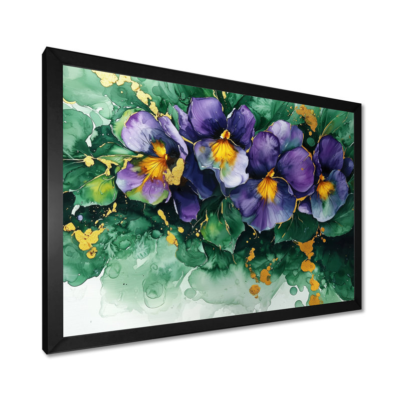 Art mural Wickham - Violets Large, Reproduction d'une seule photo avec cadre, Noir, H 12 po x l 20 po