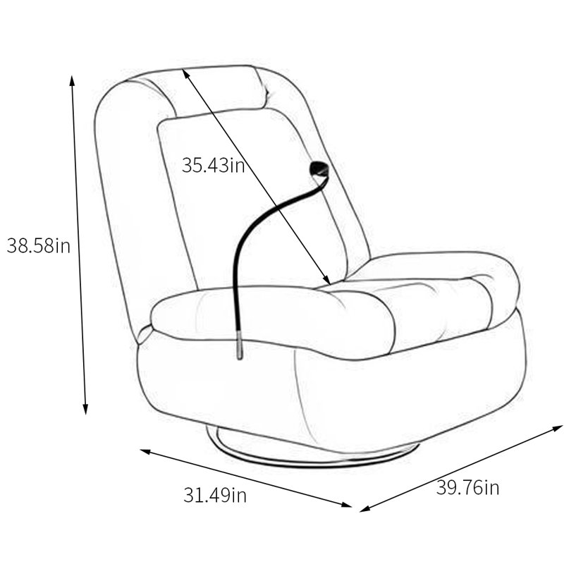 Adjustable Recliner with Phone Holder, Cream