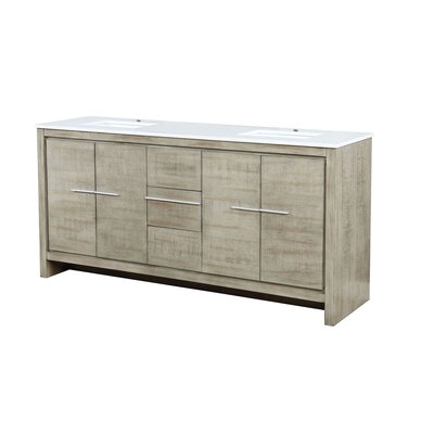 Lafarre Lafarre 72 in W x 20 in D Rustic Acacia Double Bath Vanity and White Quartz Top -  Lexora, LLF72DKSOD000