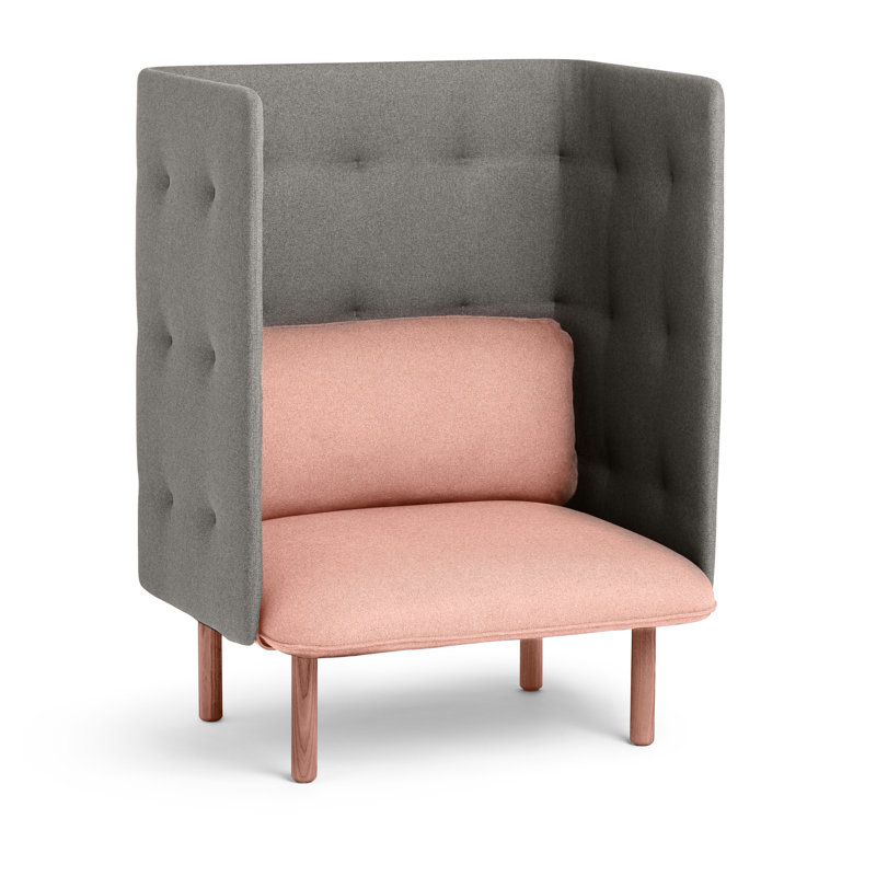 Méridienne QT, Rosé / tissage uni gris / mousseline