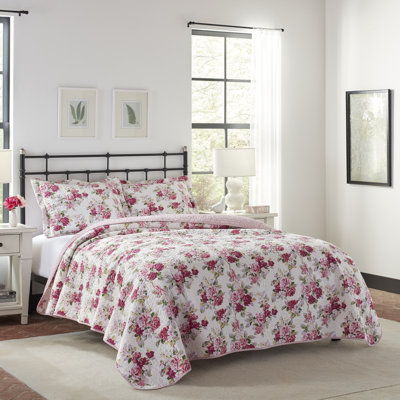 Ensemble de courtepointe réversible en coton rose Laura Ashley Lidia