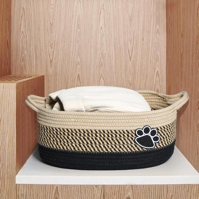 Small Woven Baskets For Organizing Rope Storage Basket With Handle Cute Cotton Nursery Gift Dog Toy Bins Organizer