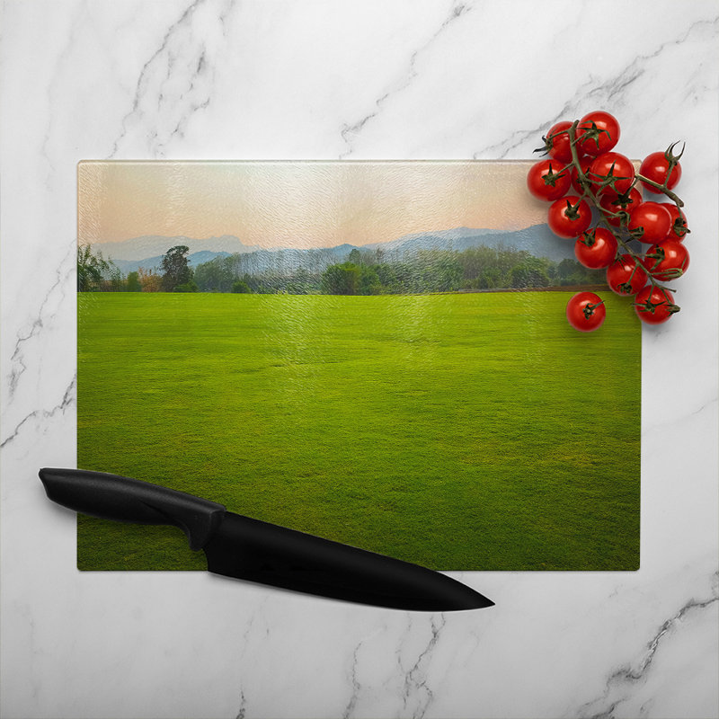 Image of lush grass field Designer Glass Chopping Board
