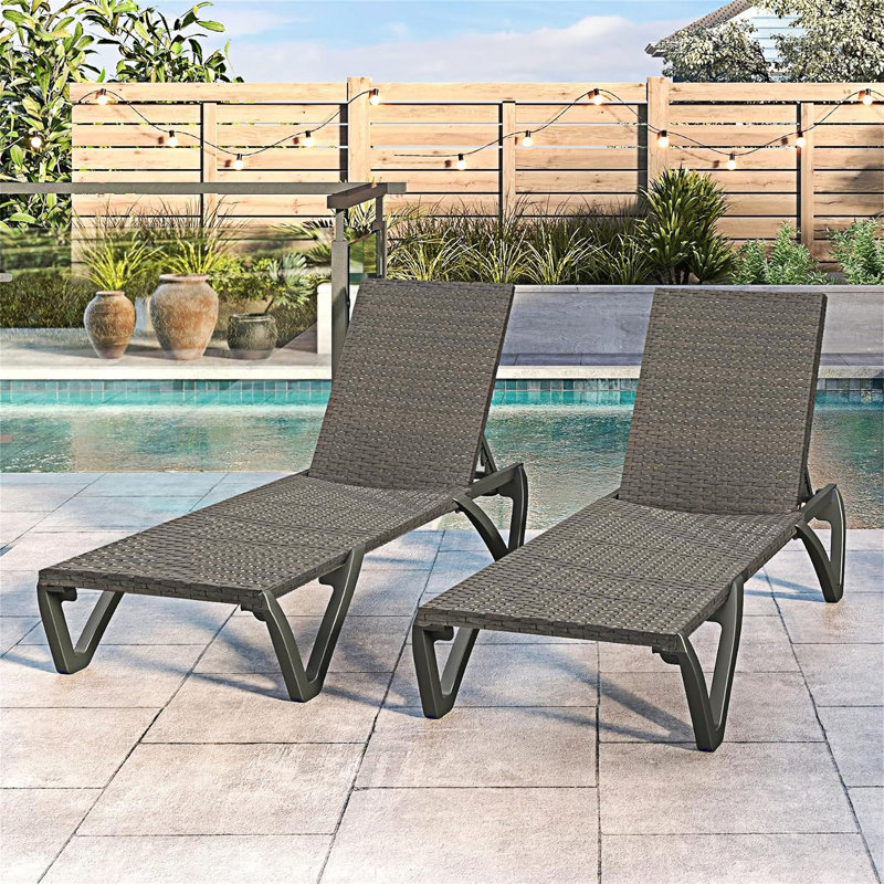 Ensemble 2 chaises de piscine avec roulettes
