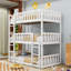 Lit superposé simple au-dessus de simple au-dessus de simple en bois avec accoudoirs de sécurité, conception détachable-215301633