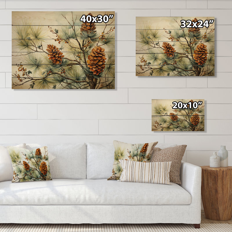 Impression de pin sur bois naturel, H 10 po x l 20 po x P 0,78 po