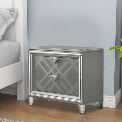 Table de chevet 2 tiroirs en gris