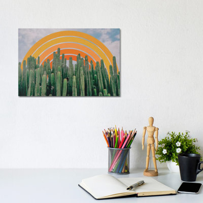 Cactus And Rainbow by Alisa Galitsyna - Wrapped Canvas Print