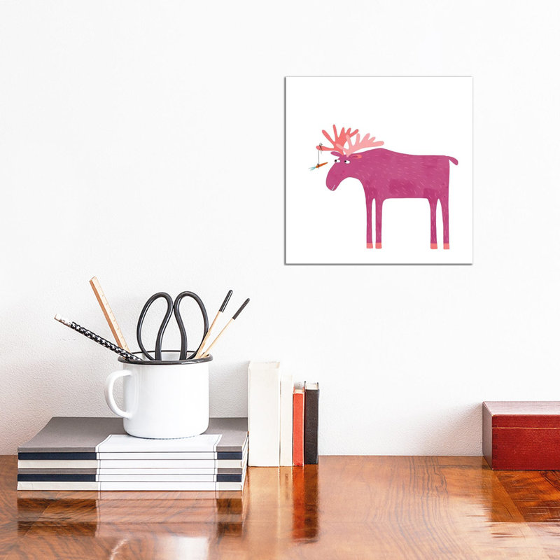 Daft Moose by Nic Squirrell - Wrapped Canvas Gallery-Wrapped Canvas Giclée, 30.48 cm H x 30.48 cm W