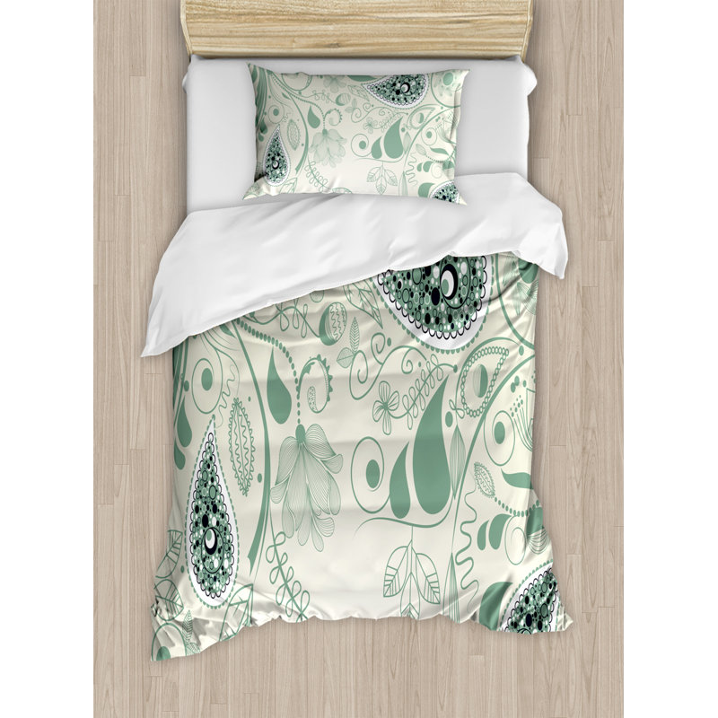 Traditional Polyester Paisley Duvet Cover, Twin Duvet Cover + 1 Pillow Sham