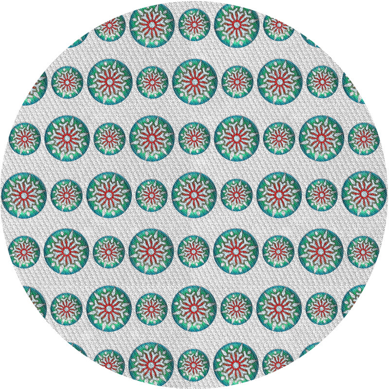 Tapis gris/bleu sea patterned, Rond 6 pi