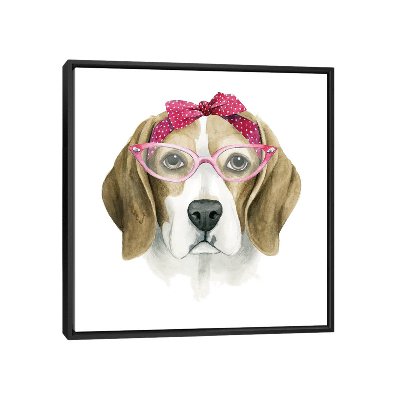 « rétro pup i », impression sur toile, H 18 po x l 18 po x P 1,5 po, Toile avec cadre flottant noir, Pas de tapis