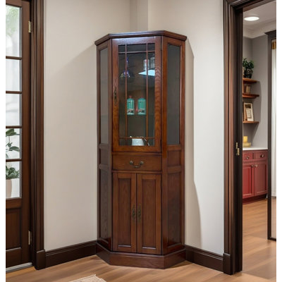 23.62" Brown Standard Solid Wood Wine Cabinet & China Cabinets