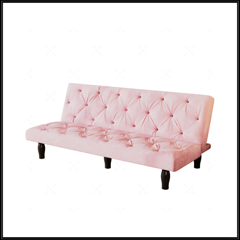 Canapé-lit 66 po en velours rose