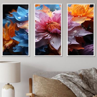 «Colorful Cornflowers Abstraction I», ensemble d'art mural sur toile