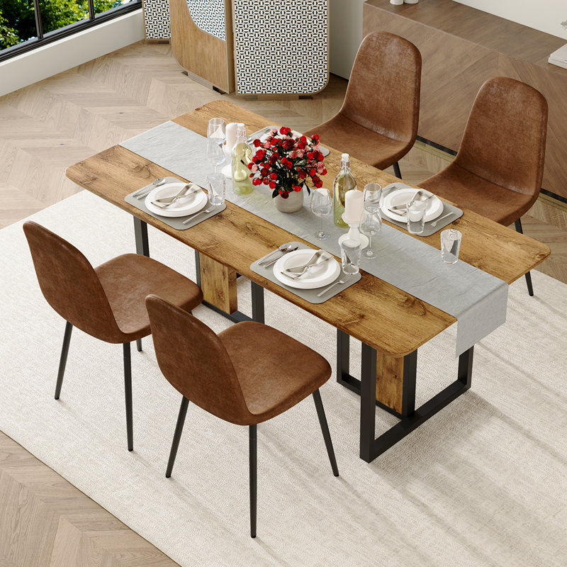 67" Modern Dining Table Set for 4-6 – Kitchen & Dining Room Set with Rectangular Table and Upholstered Chairs
