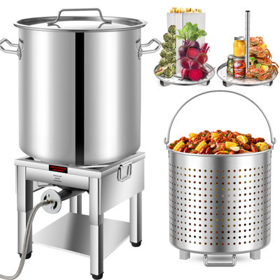 Arc 40Qt Stainless Steel Pot With 200,000 Btu Protable Propane Burner, Seafood Boil Pot With Basket And Steamer Rack,Lobster Pot, Shrimp Boil,Tamale Steamer,Turkey Fryer Burner,10 Gallon