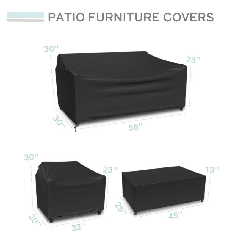 Housse de mobilier de patio pour ensemble de meubles d'extérieur 4 pièces, H 30 po x l 56 po x P 30 po