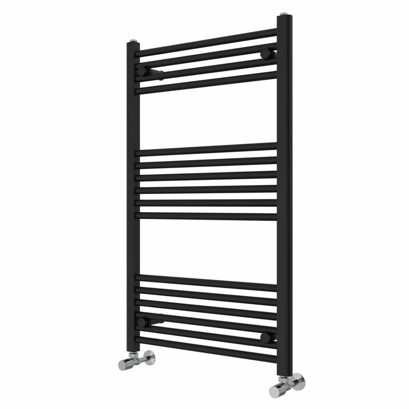 Wiest Straight Heated Towel Rail Radiator Bathroom Ladder Warmer, Black, 100cm H x 60cm W x 3cm D, Straight Towel Rail