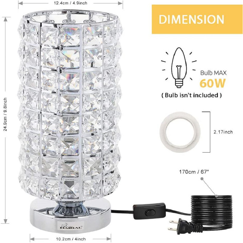 Lampe de table 9,8 po argent