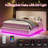 Floating Upholstered Bed Frame with Oversized Headboard and RGB LED Lighting-709867143-709867136