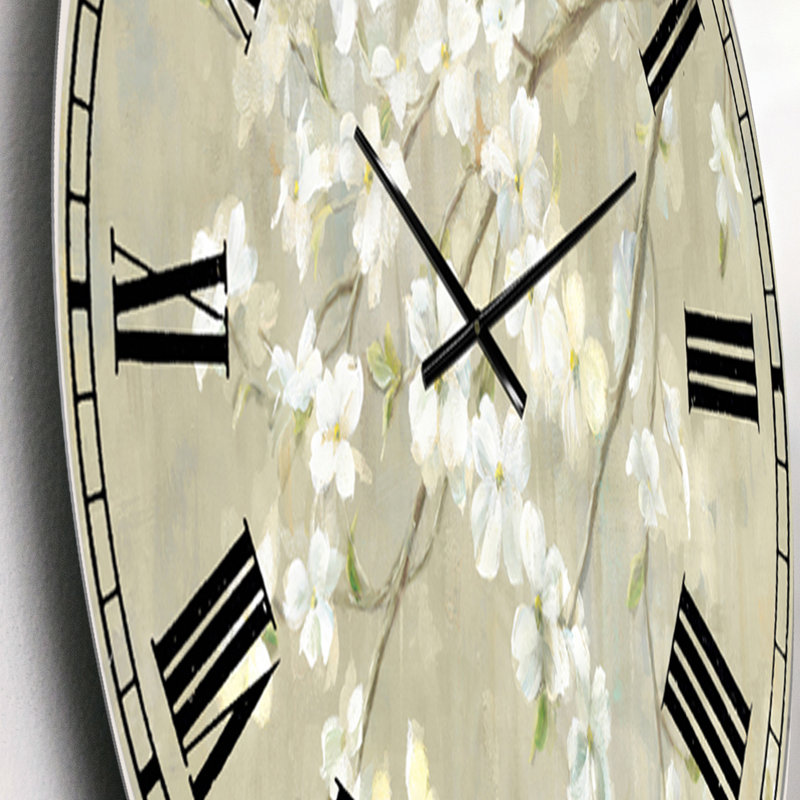Swigart Dogwood in Spring Neutral - Farmhouse wall clock, Small
