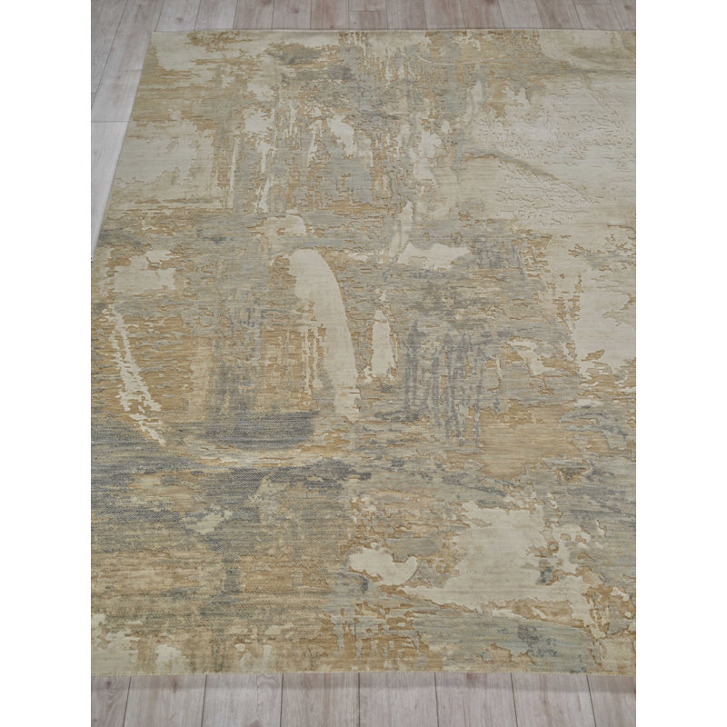Infinity Handmade Wool/Nylon, Silver/Gray Area Rug, Rectangle 10' x 14'