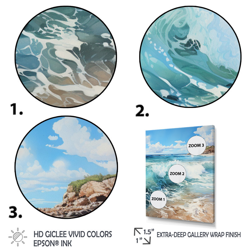 Beach Photo Serene Shores III, reproduction d'art sur toile, Or, H 20 po x l 12 po x P 1 po