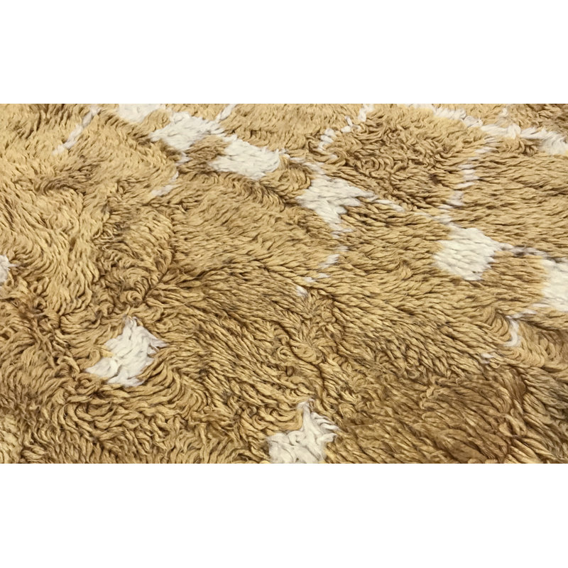 Tapis ivoire et doré de haute qualité noué à la main