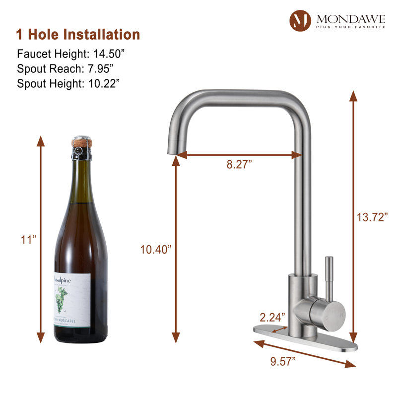 Stainless Steel Single Handle High-Arc Kitchen Faucet, Brush Nickel