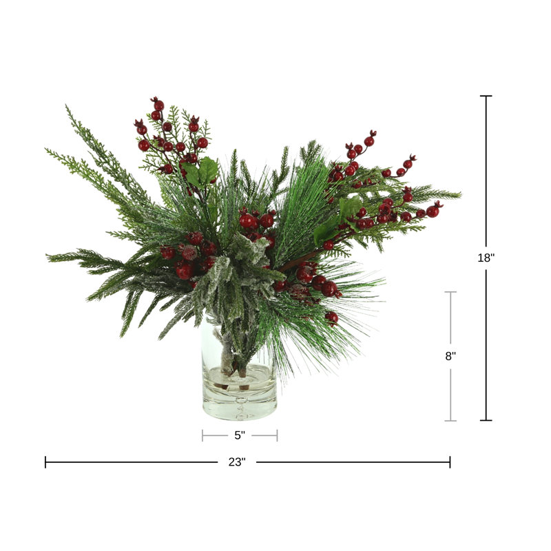 Evergreen and Berry Holiday Arrangement
