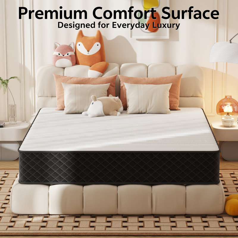 Alwyn Home Innerspring Mattress Medium Hybrid Mattress in a box With Certipur-US Certified Pocket Spring, Pressure Relief, and Motion Isolation