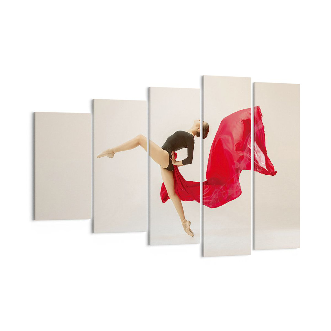 5-tlg. Leinwandbild-Set Ballerina Dance Red