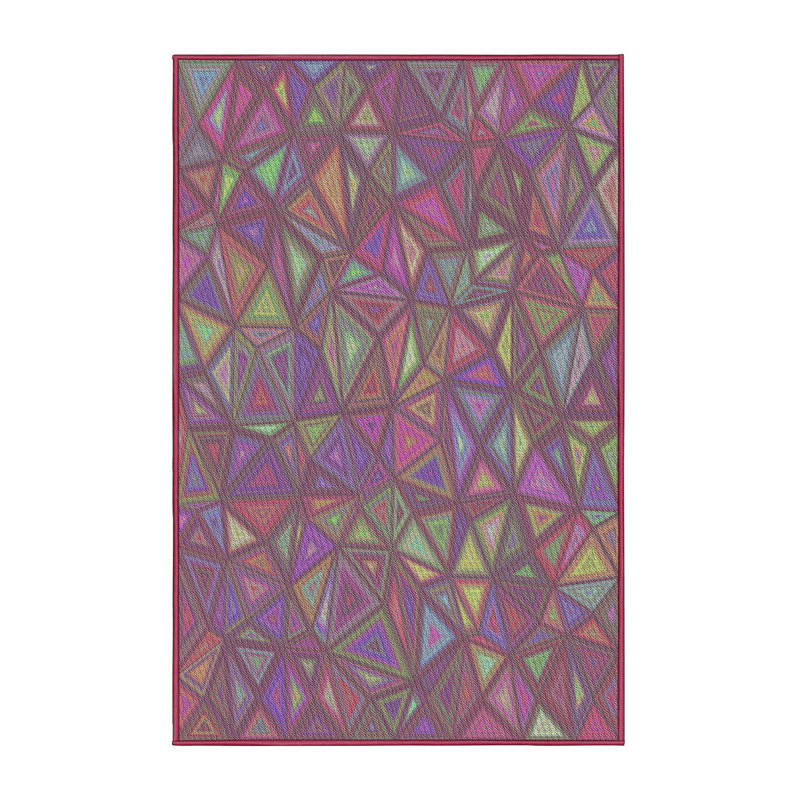 Tapis décoratif rose à motif géométrique Schiff, Rectangle 5 pi x 7 pi