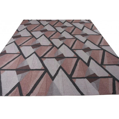 Scandinavian Hand Knotted Wool Geometric Area Rug
