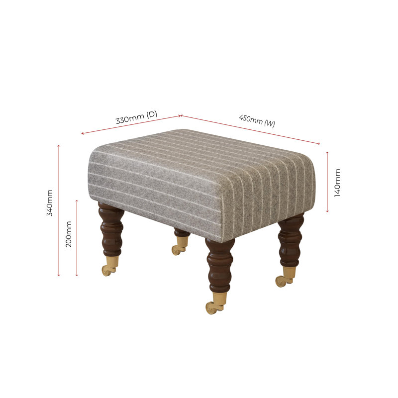 Autryville Wood Caster Leg - Pinstripe Wool, Marl Grey, Mahogany