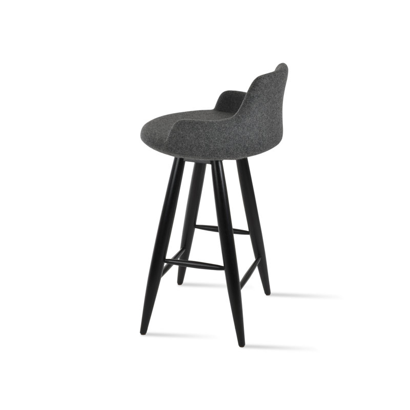 Tabouret de bar et de comptoir Dervish Baba, Wengé, Tabouret de bar (siège d'une hauteur de 29,5 po), Gris foncé