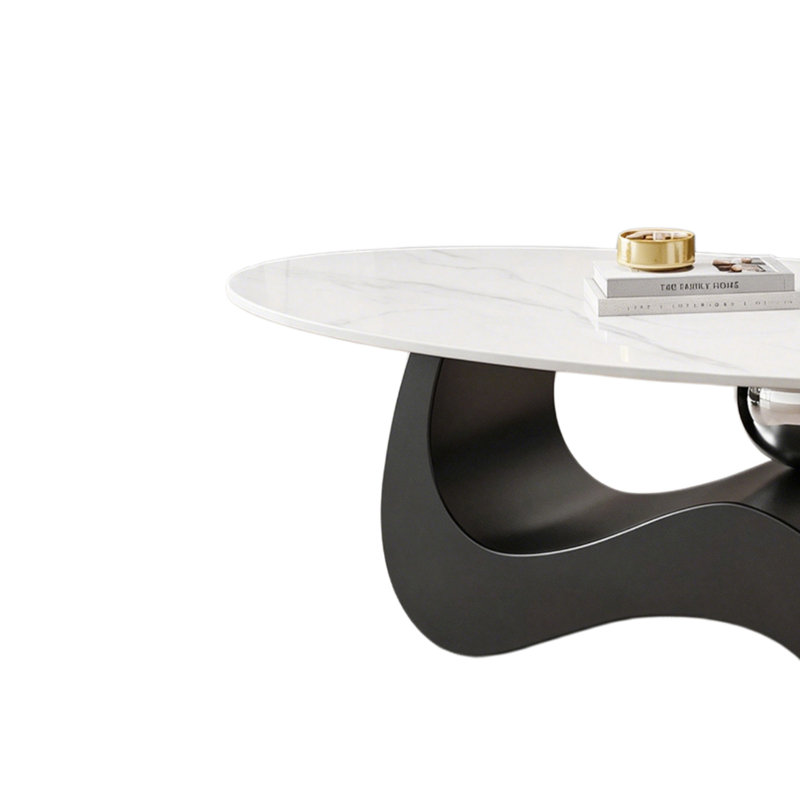 Table basse Italian Minimalist, H 15,74 po x L 51,18 po x l 27,55 po, Blanc / gris / transparent
