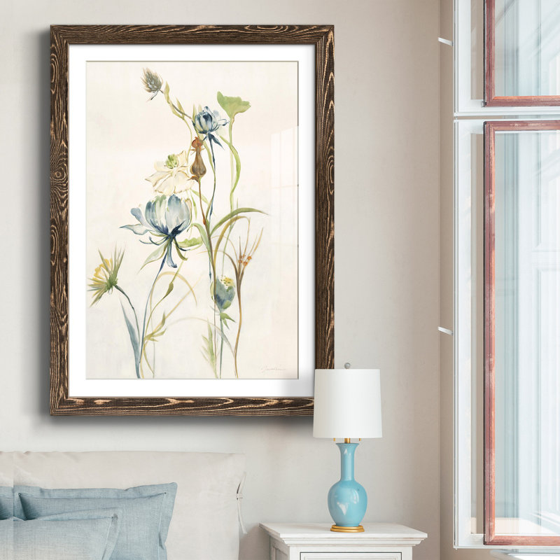 «Late Summer Wildflowers II», reproduction encadrée de qualité supérieure - prête à être accrochée, Papier, cadre noyer