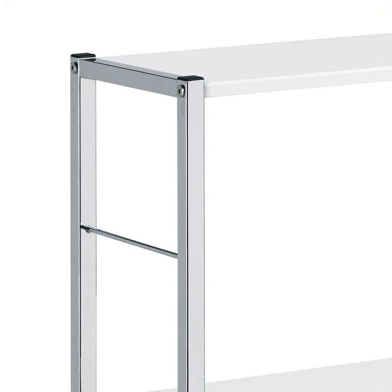 4-Tier Rectangular Bookshelf, White/Silver