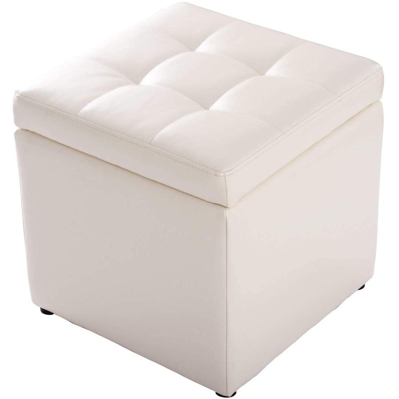 Bobbiesue 40cm Wide Faux Leather Tufted Square Solid Colour Ottoman with Storage
