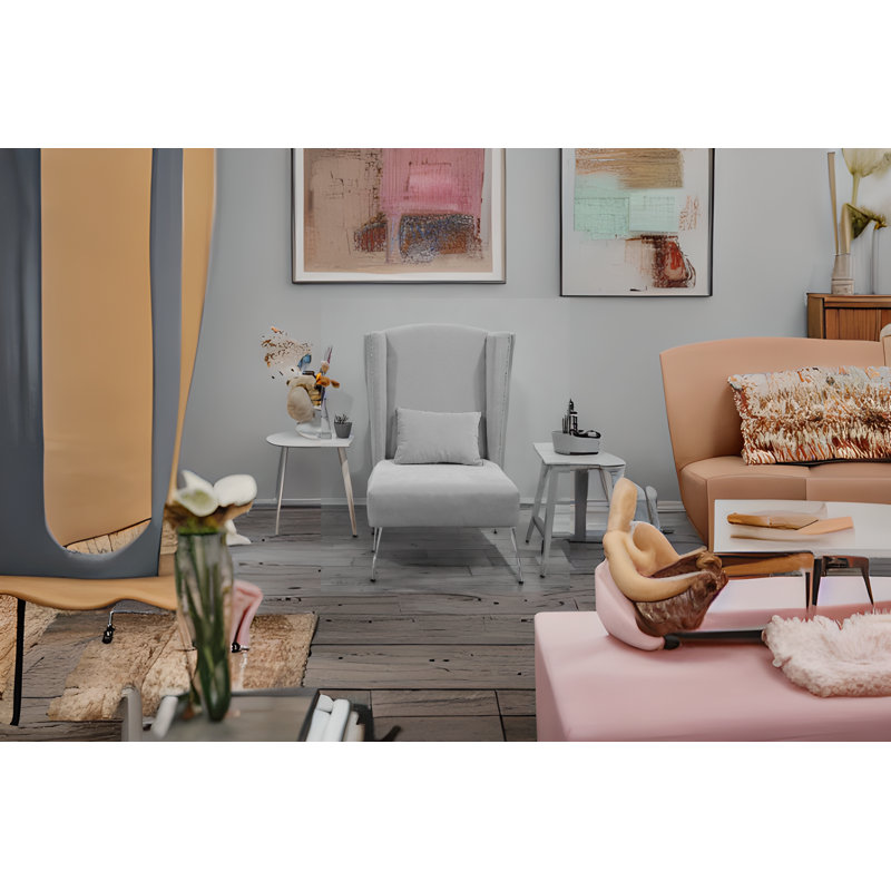 Loft Upholstered Wingback Chair, Grey