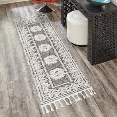 Tapis gris en polyester tissé à la machine Mical